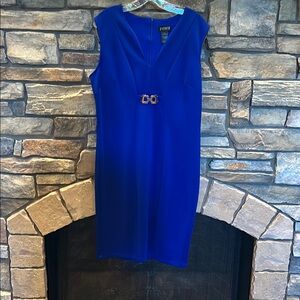 Like NEW Enfocus Studio Cobalt Blue Sleeveless Dress w-silver accent. Size 14.